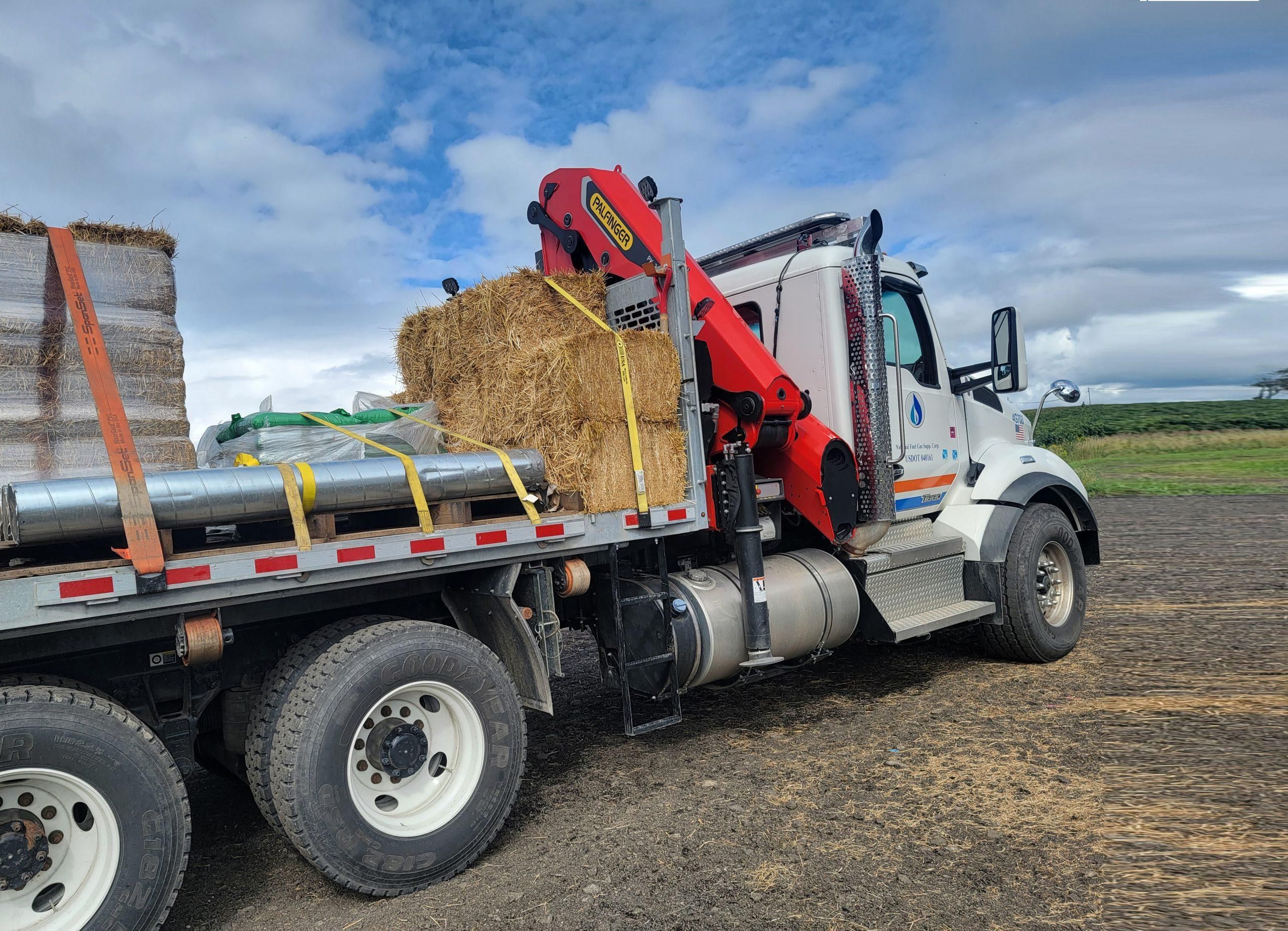 National Fuel truck loading compressed hay bales from our North Collins facility